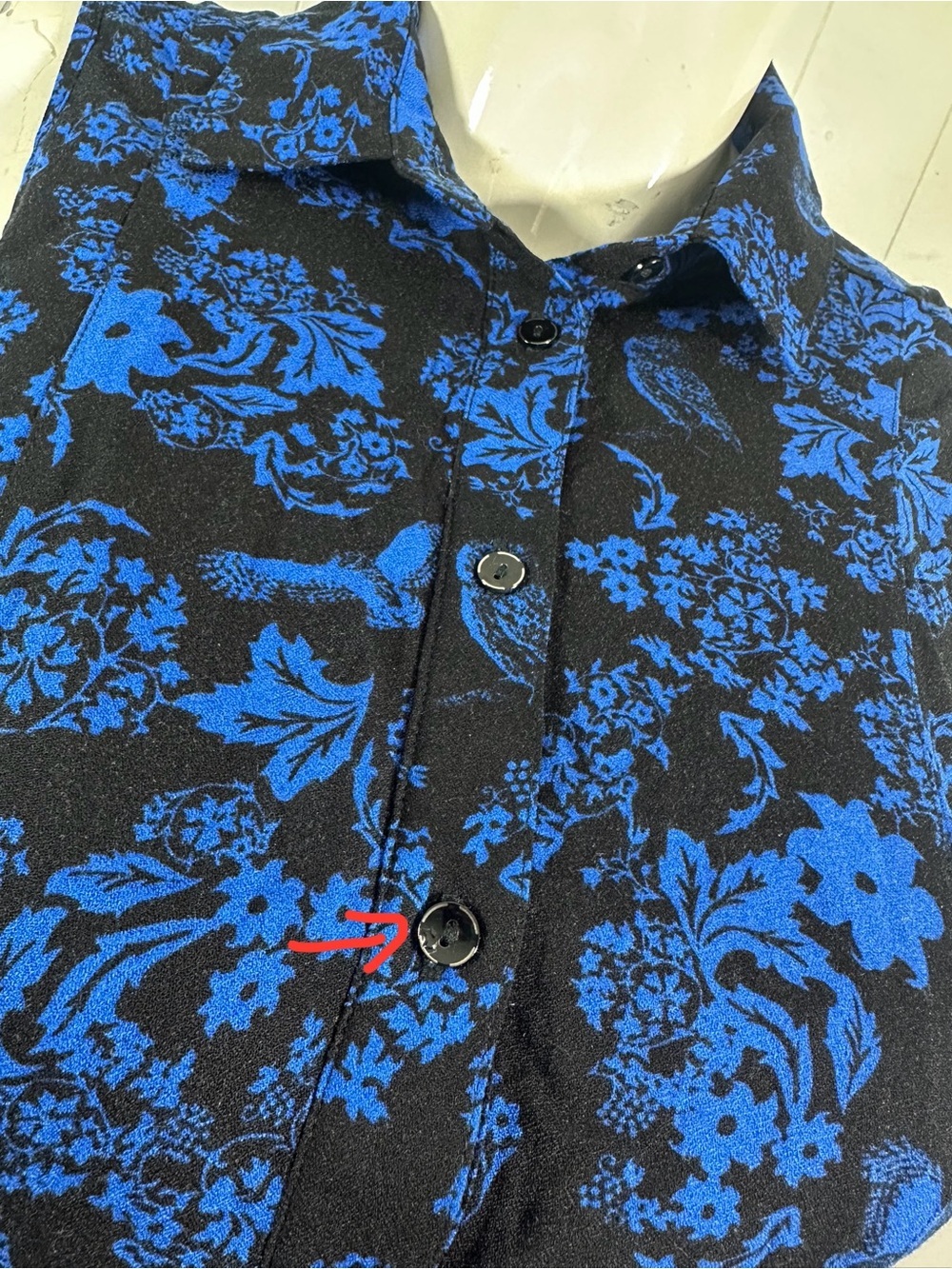 NEW GH BASS Size S Sleeveless Blue Black Floral Lined Dress Button Front Mini - Picture 11 of 11